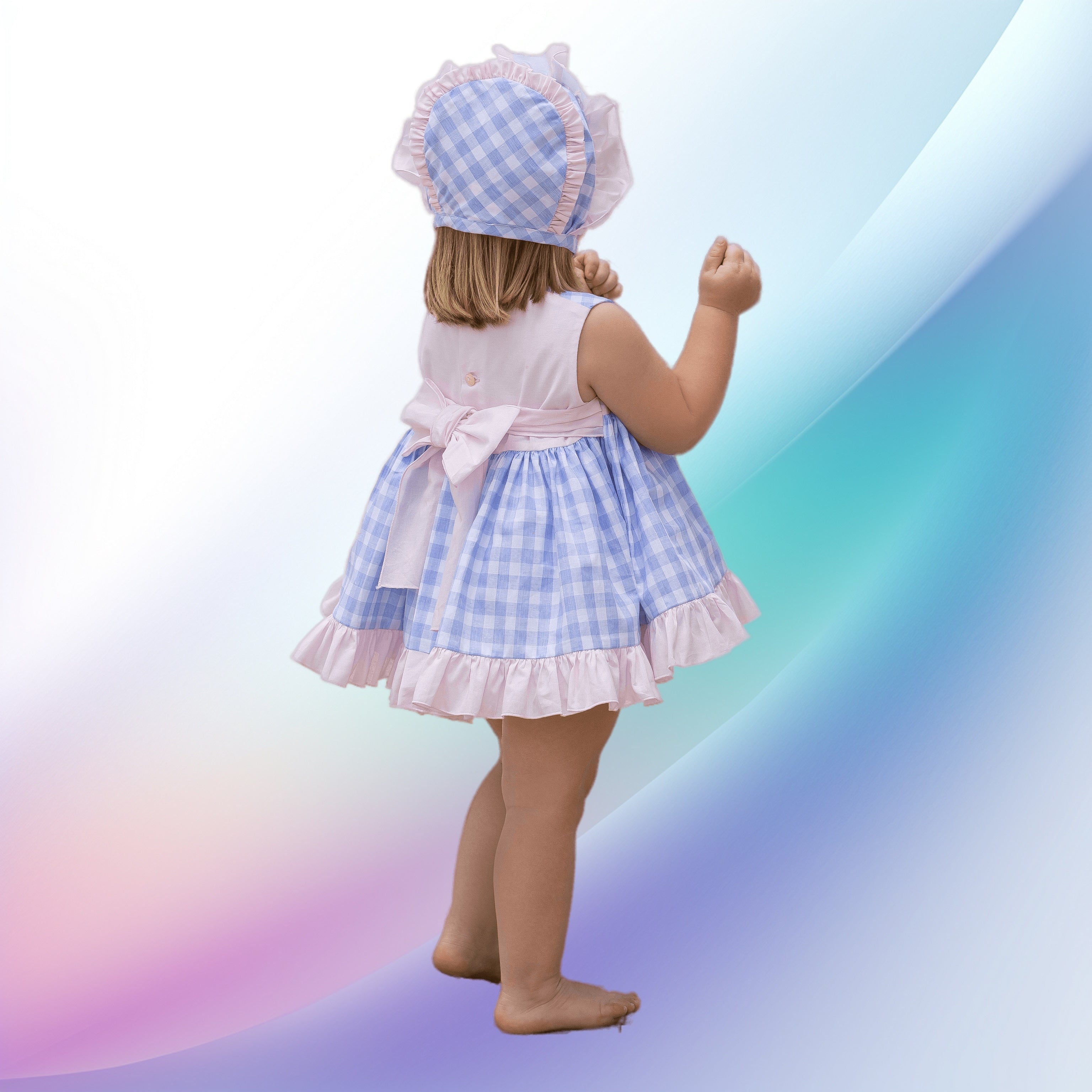 Girls blue gingham outlet dress