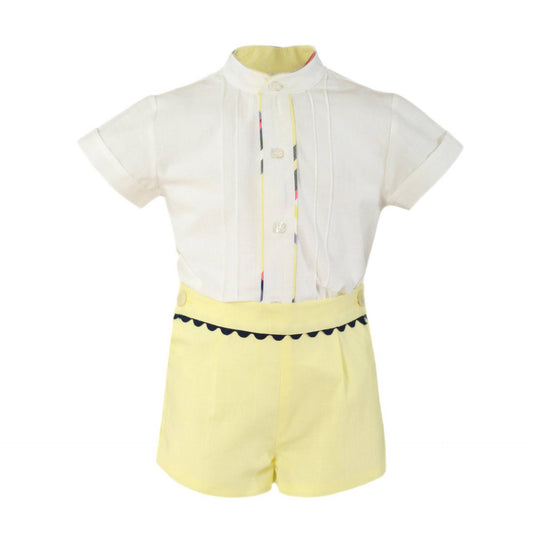 White Shirt and Yellow Tan Shorts Boys' Buster Outfit